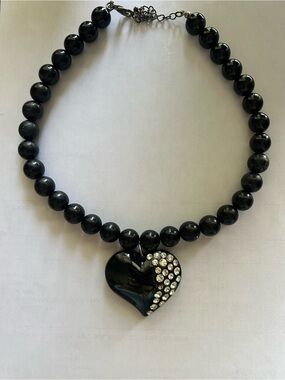 Black Onyx Pendant Beaded Necklace